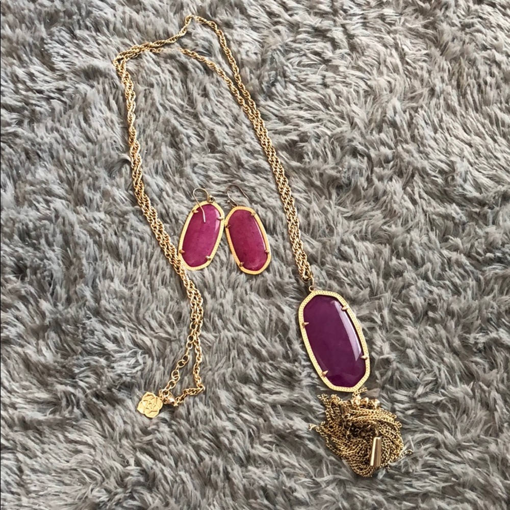 Kendra Scott purple earring and necklace set